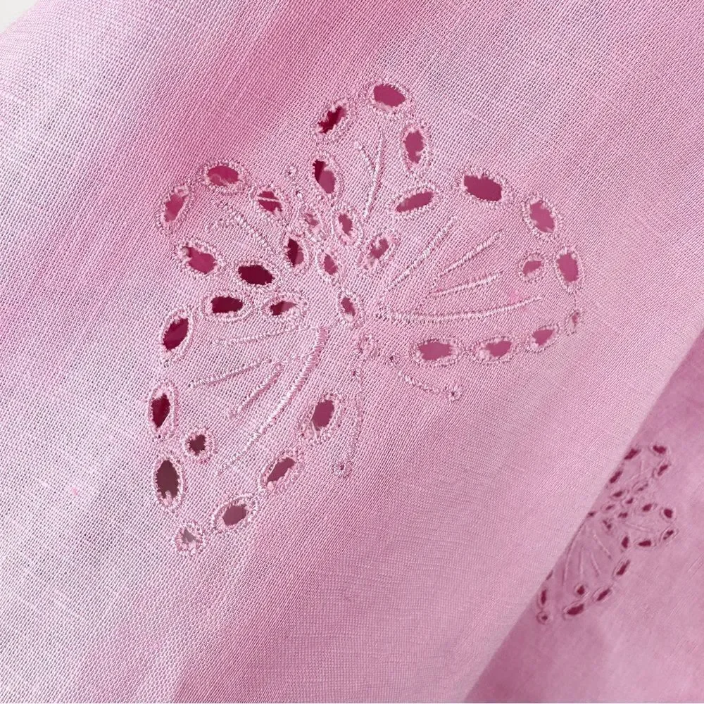 Lilly Pulitzer Linen Pink Butterfly Eyelet Sundress‎ w/Back Button Detail New 5